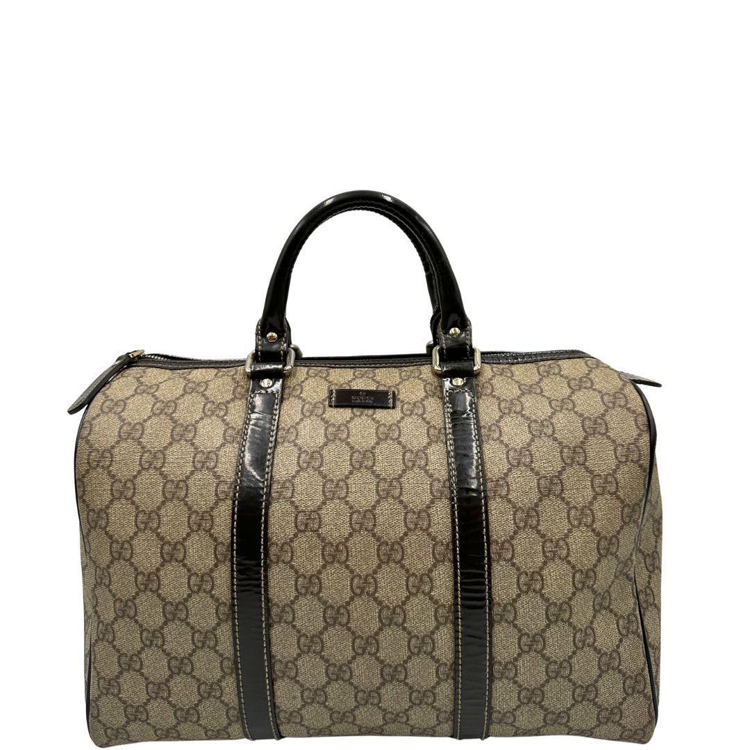 front Bauletto Gucci GG con finiture in pelle marroni, di lusso, originale, ottime condizioni, usato. 