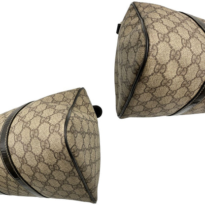 Bauletto Gucci GG con finiture in pelle marroni, di lusso, originale, ottime condizioni, usato.