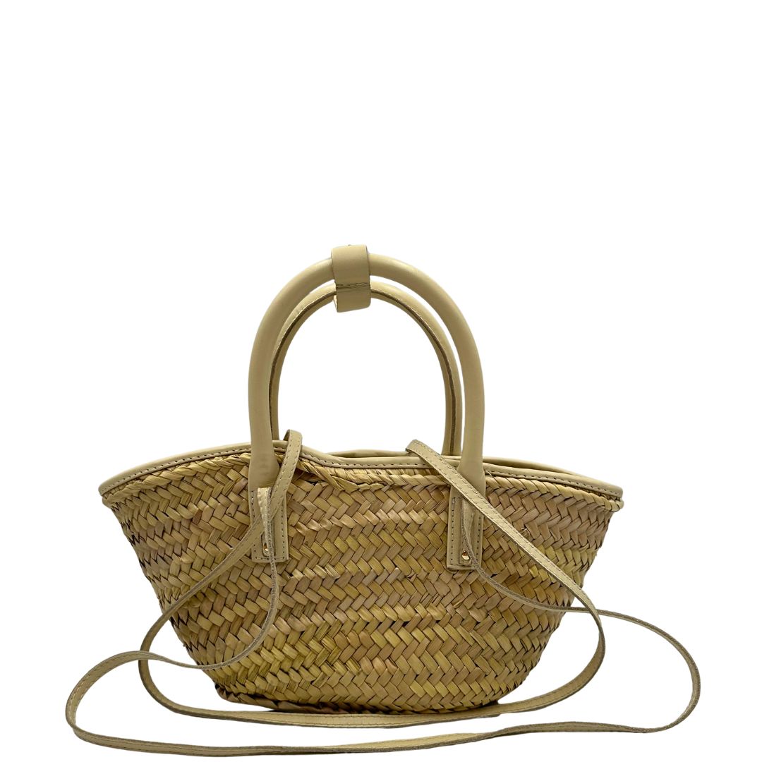 retro  Borsa Jacquemus in rafia e pelle beige, di lusso, originale, ottime condizioni, usata. 