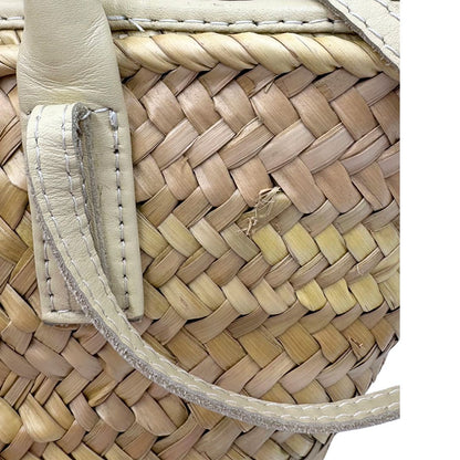 segni  Borsa Jacquemus in rafia e pelle beige, di lusso, originale, ottime condizioni, usata. 