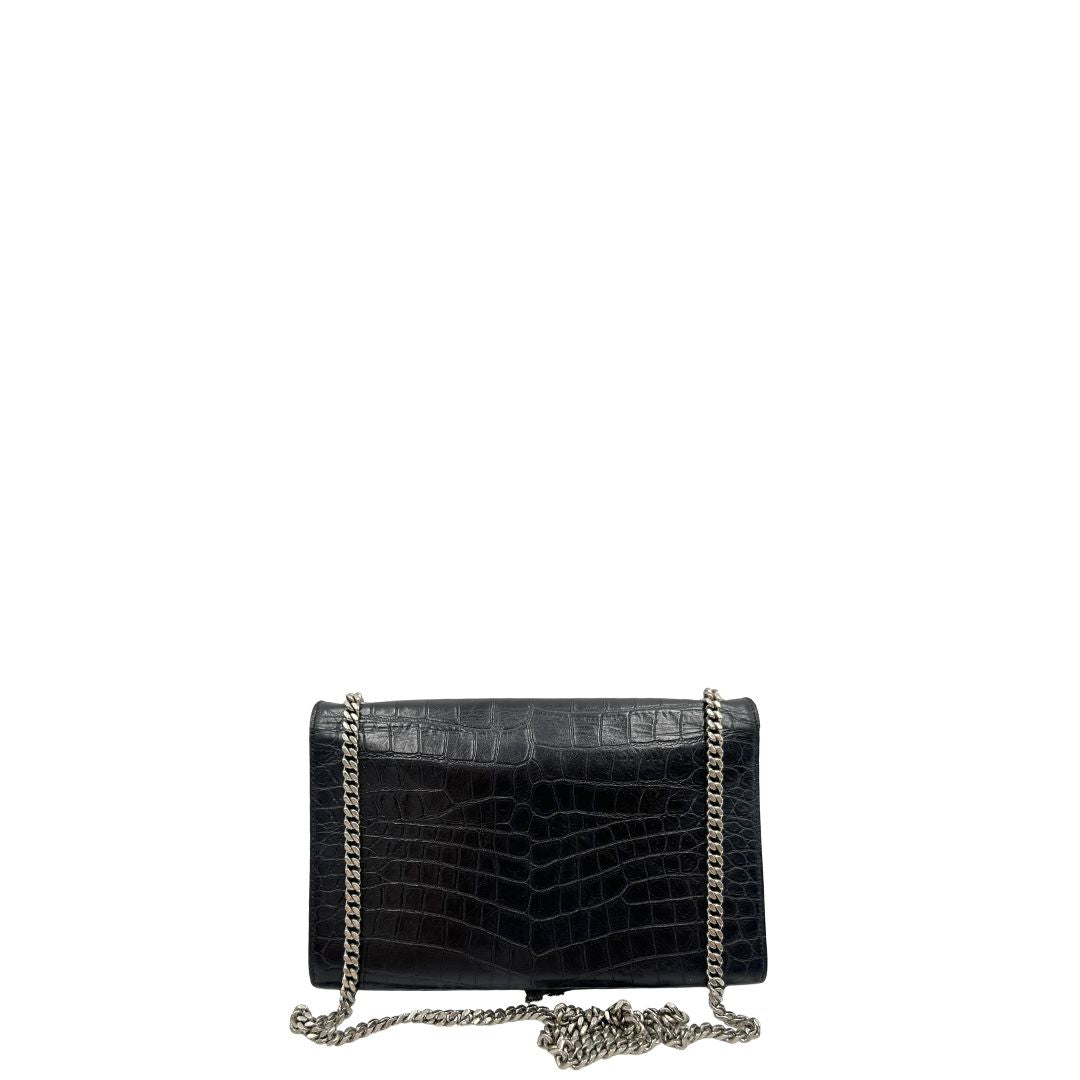 retro Borsa Saint Laurent in pelle nera cocco, di lusso, originale, ottime condizioni, usata. 