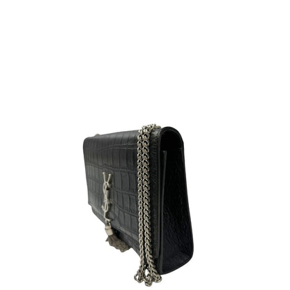 lato Borsa Saint Laurent in pelle nera cocco, di lusso, originale, ottime condizioni, usata. 