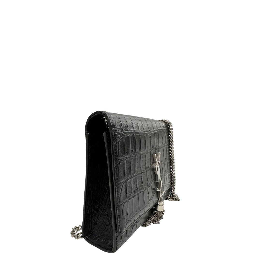 lato Borsa Saint Laurent in pelle nera cocco, di lusso, originale, ottime condizioni, usata. 