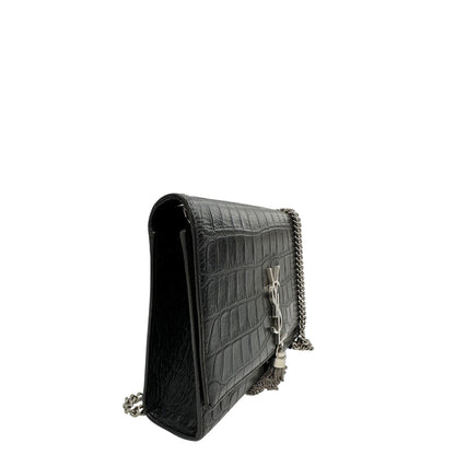 lato Borsa Saint Laurent in pelle nera cocco, di lusso, originale, ottime condizioni, usata. 