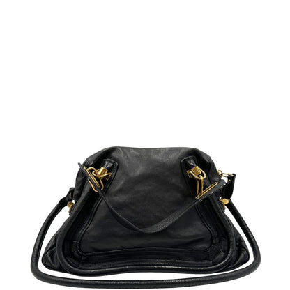 retro  Borsa Chloé in pelle nera, indossabile a spalla o a mano, di lusso, originale, ottime condizioni, usata. 