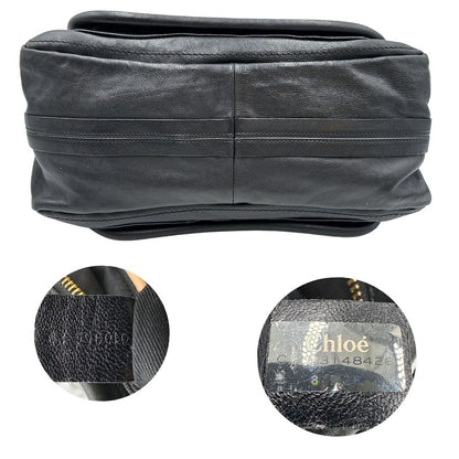 base  Borsa Chloé in pelle nera, indossabile a spalla o a mano, di lusso, originale, ottime condizioni, usata.