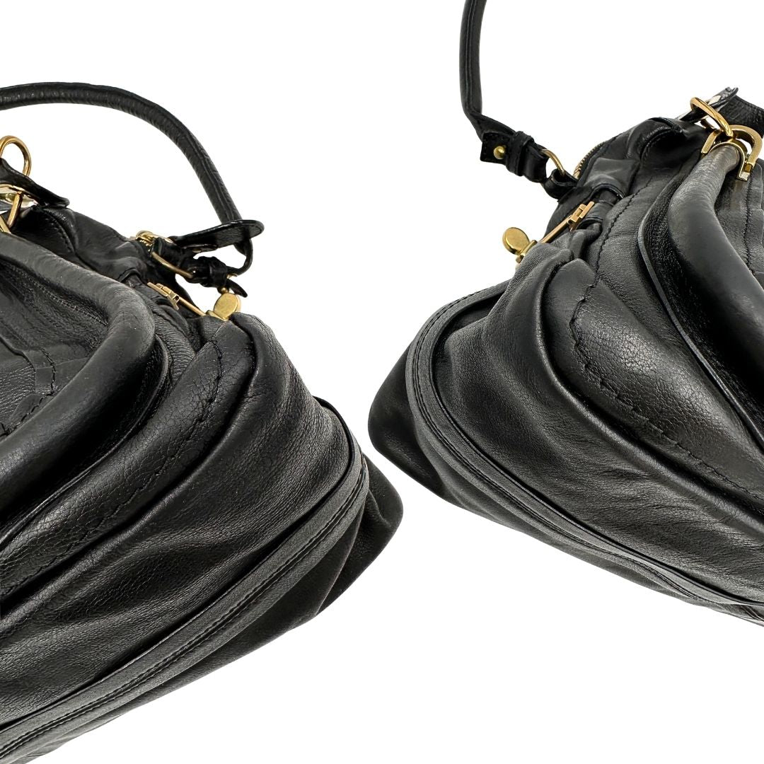 angoli  Borsa Chloé in pelle nera, indossabile a spalla o a mano, di lusso, originale, ottime condizioni, usata.