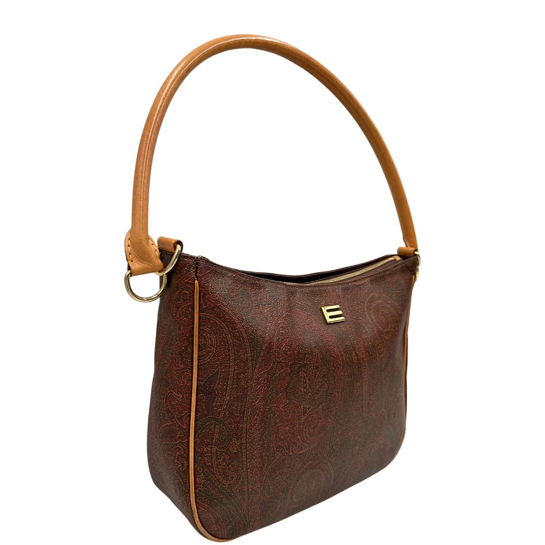 lato Borsa Etro in canvas trama Paisley, indossabile a spalla, di lusso, originale, ottime condizioni, usata. 