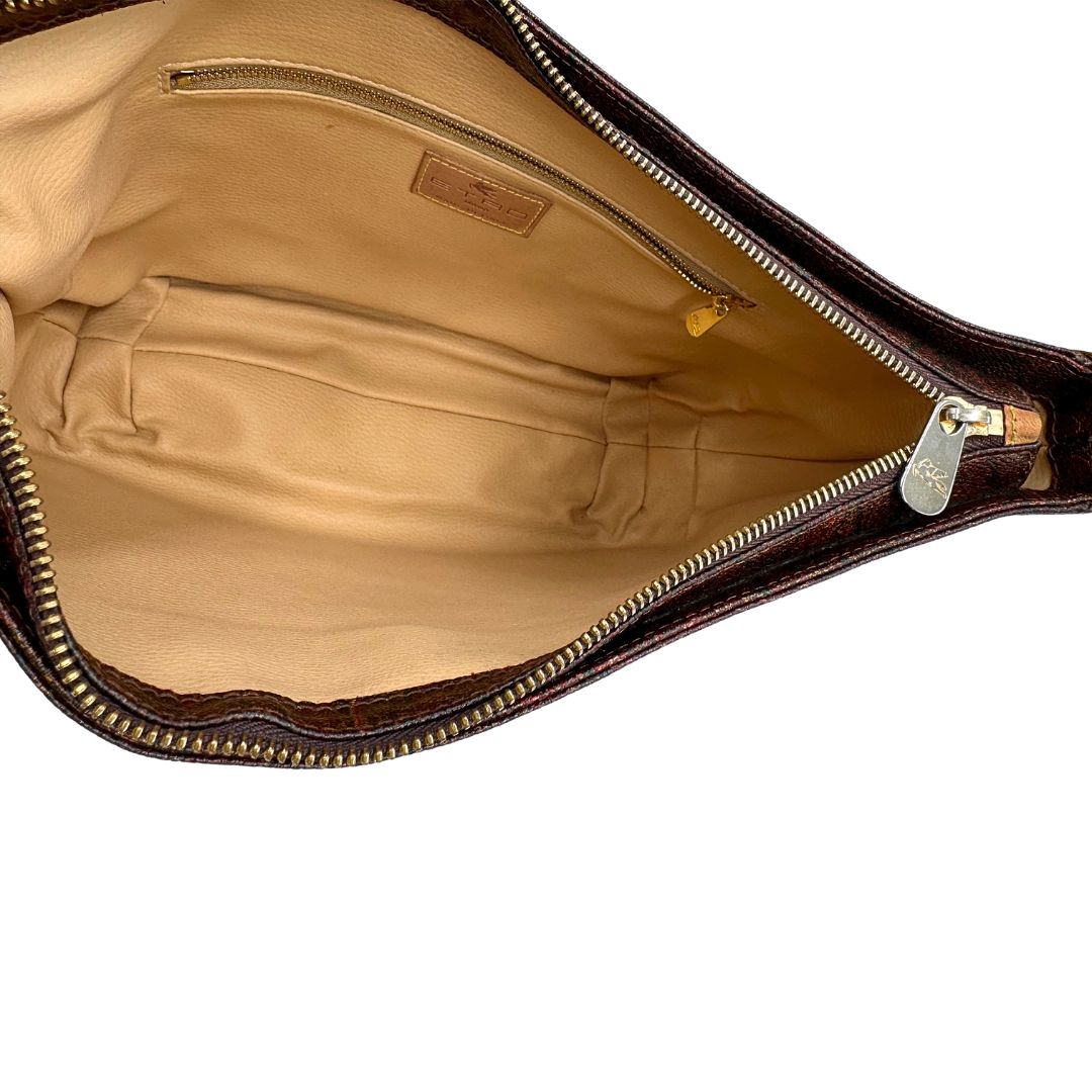 interno Borsa Etro in canvas trama Paisley, indossabile a spalla, di lusso, originale, ottime condizioni, usata.
