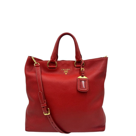 front Borsa Prada in pelle martellata rossa, di lusso, originale, ottime condizioni, usata. 