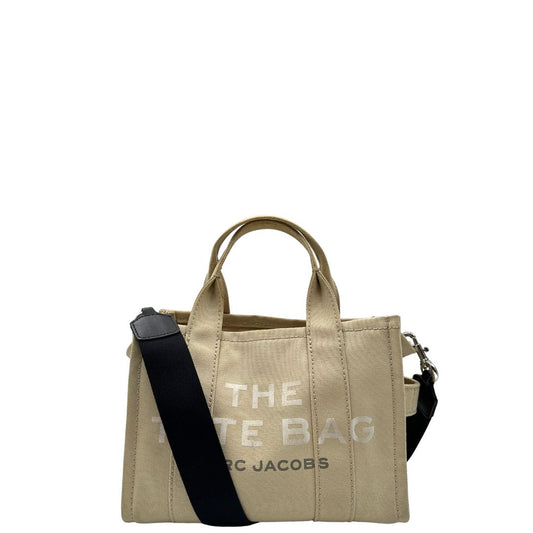 front  Borsa Marc Jacobs in tessuto color sabbia nella versione small, di lusso, originale, ottime condizioni, usata.