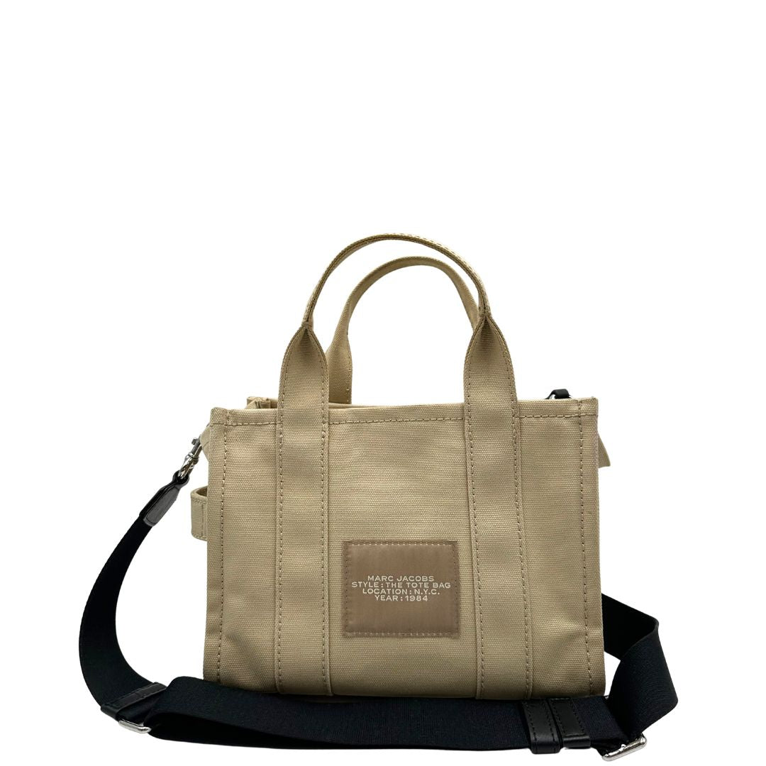 retro  Borsa Marc Jacobs in tessuto color sabbia nella versione small, di lusso, originale, ottime condizioni, usata.