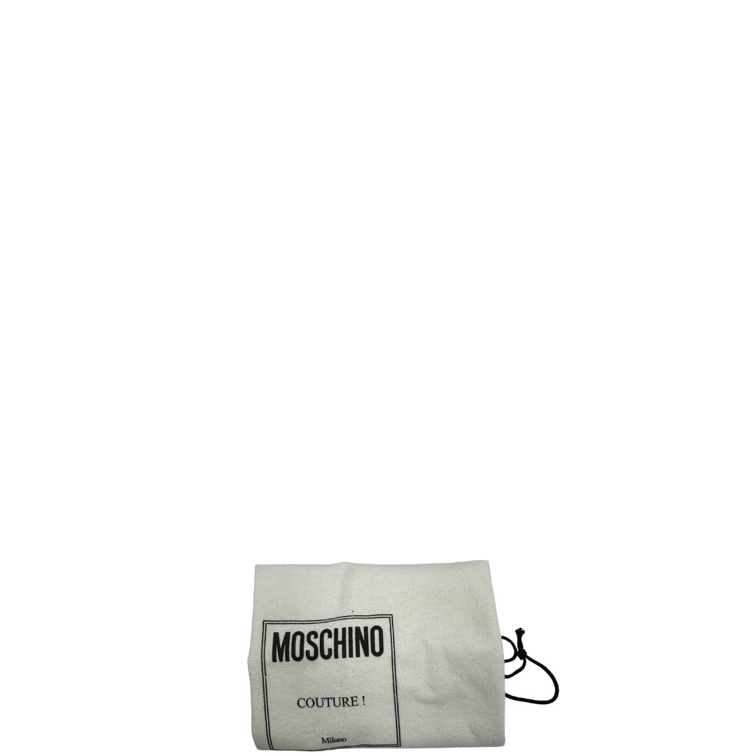 dustbag Borsa Moschino in nylon nero, munita di un manico singolo e una tracolla amovibile e regolabile, di lusso, originale, ottime condizioni, usata. 