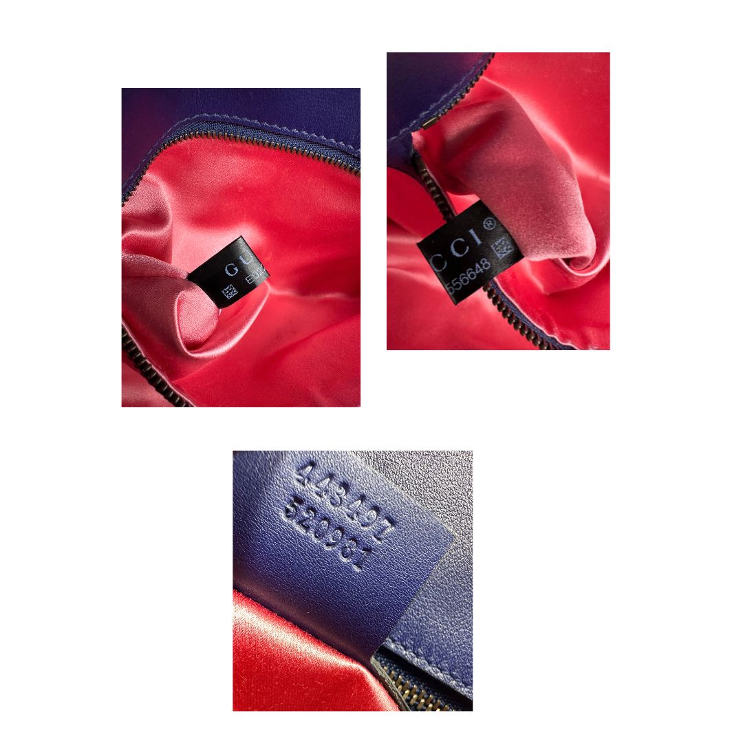 Codice, Borsa Gucci Marmont nella misura media in velluto color blu. Indossabile a tracolla oppure a spalla. Originale, usata, di lusso, in ottime condizioni.