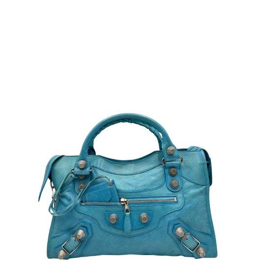 borsa Balenciaga City in pelle Arena turchese