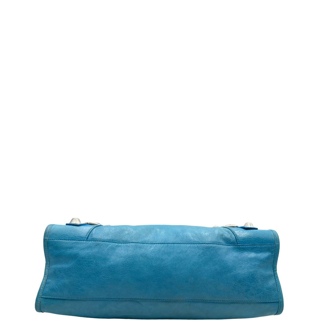 vborsa Balenciaga City in pelle Arena turchese