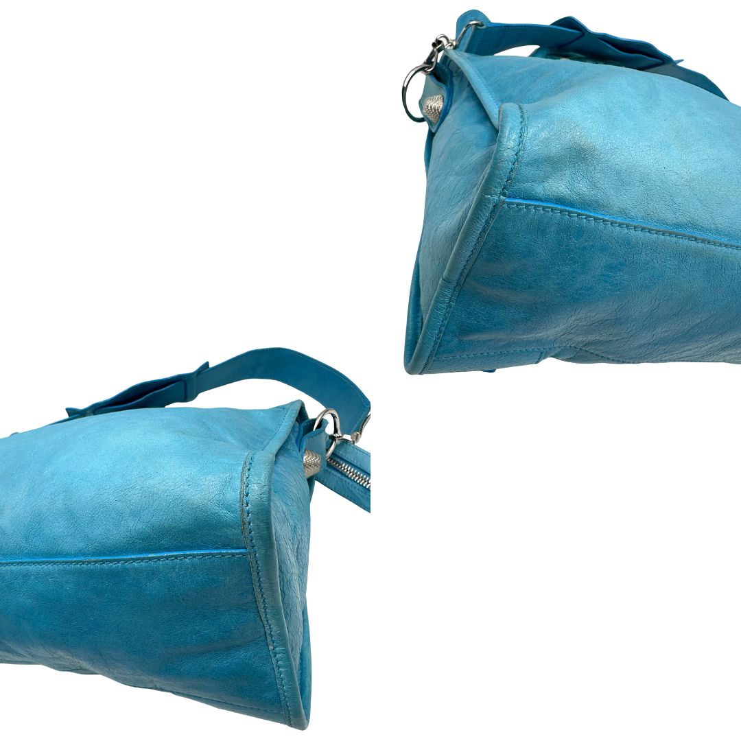 borsa Balenciaga City in pelle Arena turchese