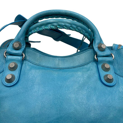 borsa Balenciaga City in pelle Arena turchese
