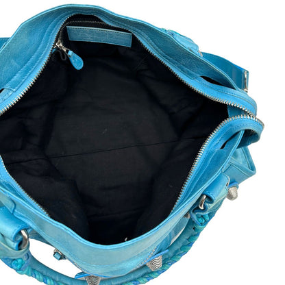 borsa Balenciaga City in pelle Arena turchese