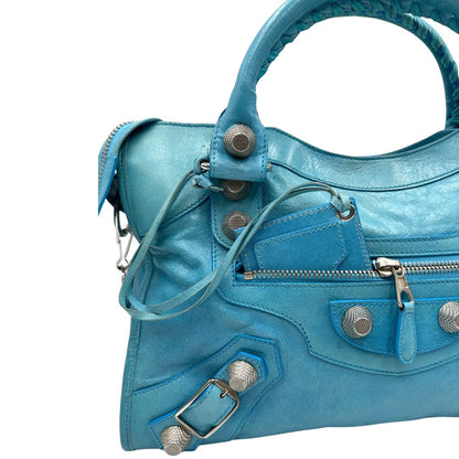 borsa Balenciaga City in pelle Arena turchese