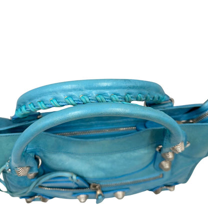 manici borsa Balenciaga City in pelle Arena turchese 