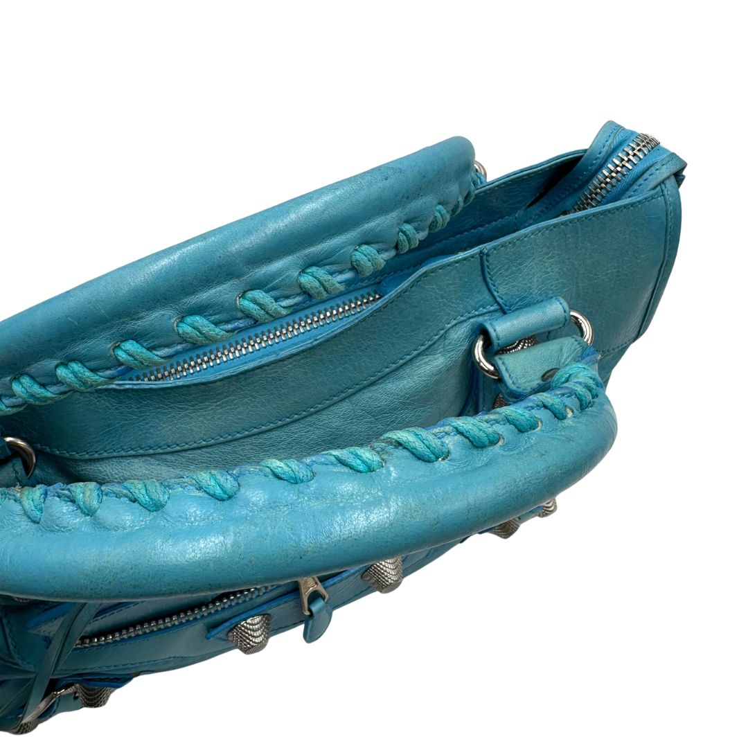 borsa Balenciaga City in pelle Arena turchese