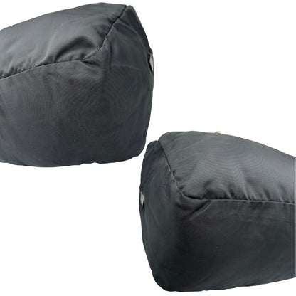 Angoli di un borsone Gucci in tela nera, con dettagli in pelle tono su tono, usato, originale, second hand, in ottime condizioni.
