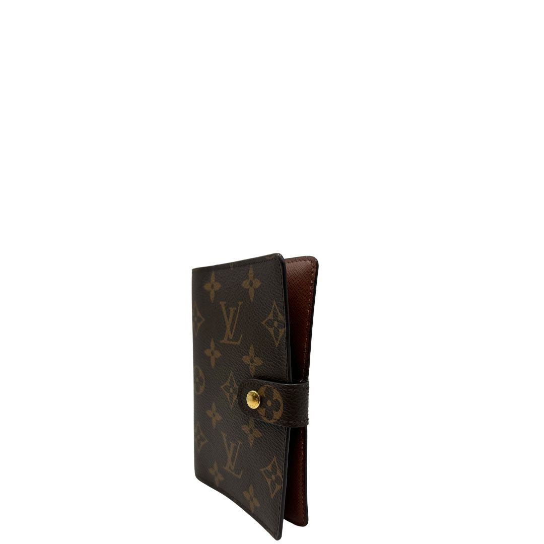 Copertina Louis Vuitton in canvas Monogram per agenda piccola con chiusura a pressione, di lusso, originale, ottime condizioni, usata.