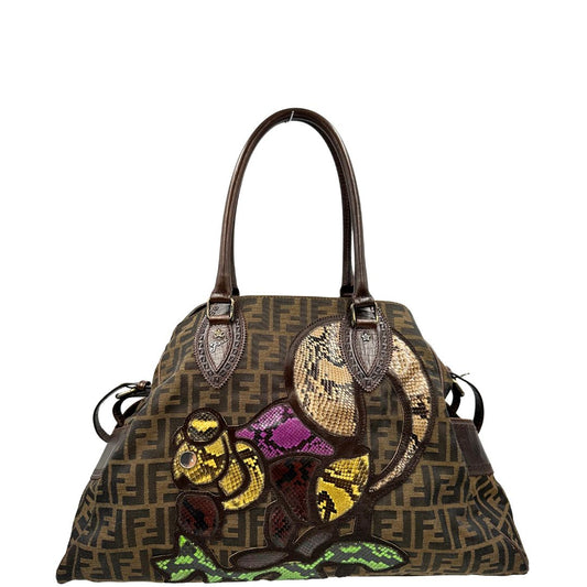 front Fendi Squirrel Bag De Jour in tessuto trama Zucca impreziosita da decorazione con pailletes e finiture in cavallino sul front, di lusso, originale, ottime condizioni, usata.
