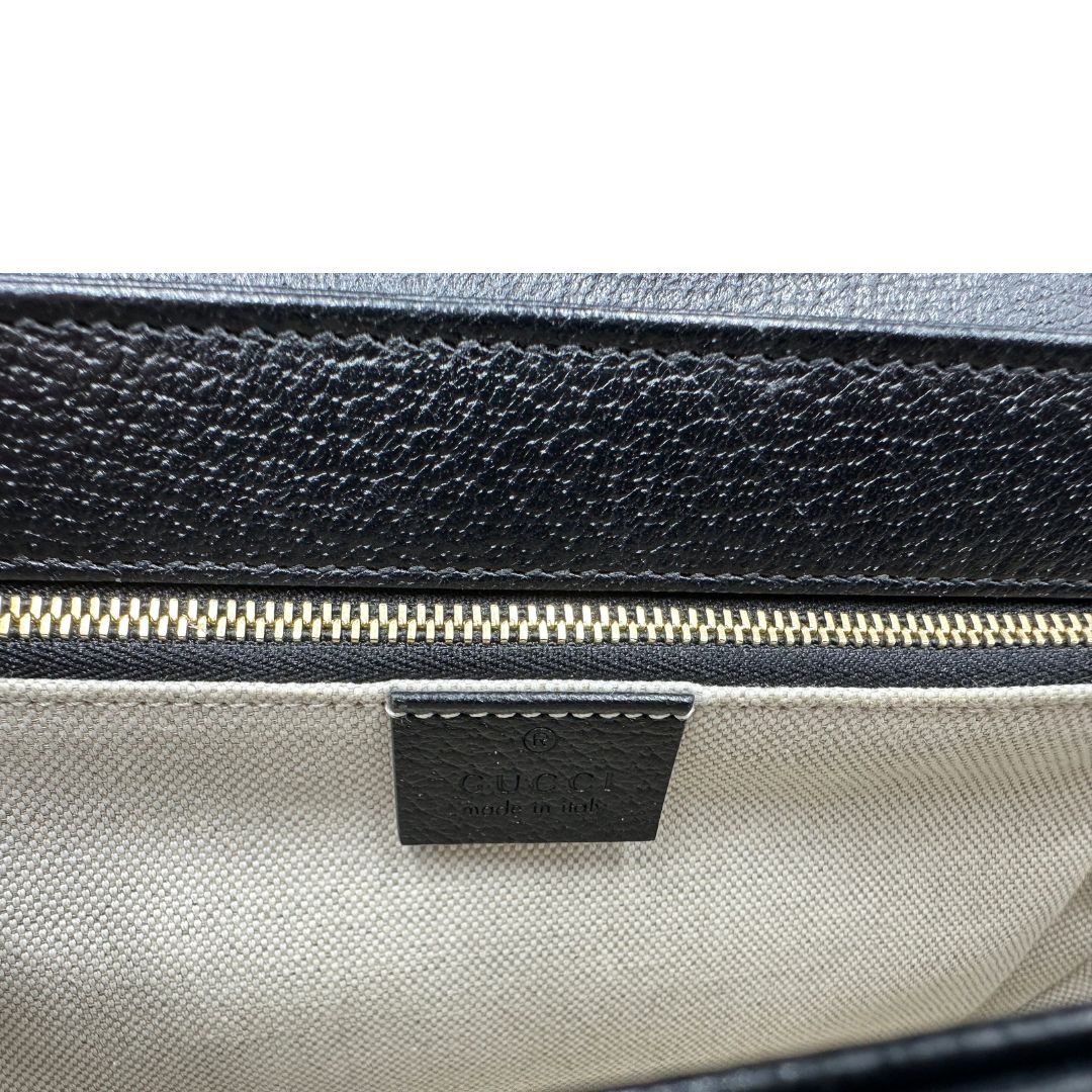  Borsa Gucci Horsebit in tessuto denim nero nella versione media, di lusso, originale, eccellenti condizioni, usata 