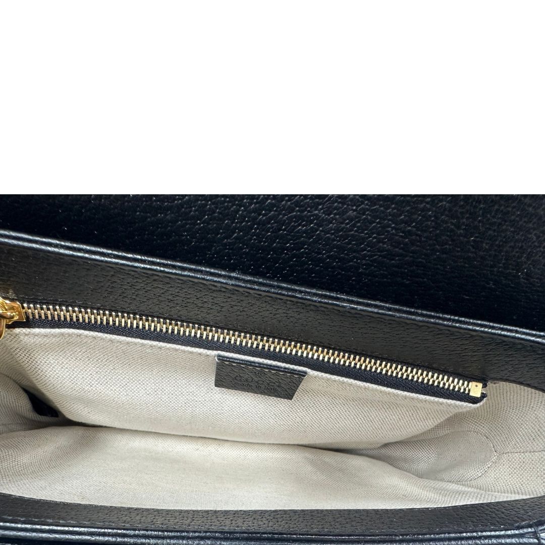  Borsa Gucci Horsebit in tessuto denim nero nella versione media, di lusso, originale, eccellenti condizioni, usata 