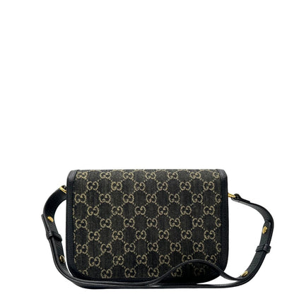 Borsa Gucci Horsebit in tessuto denim nero nella versione media, di lusso, originale, eccellenti condizioni, usata 
