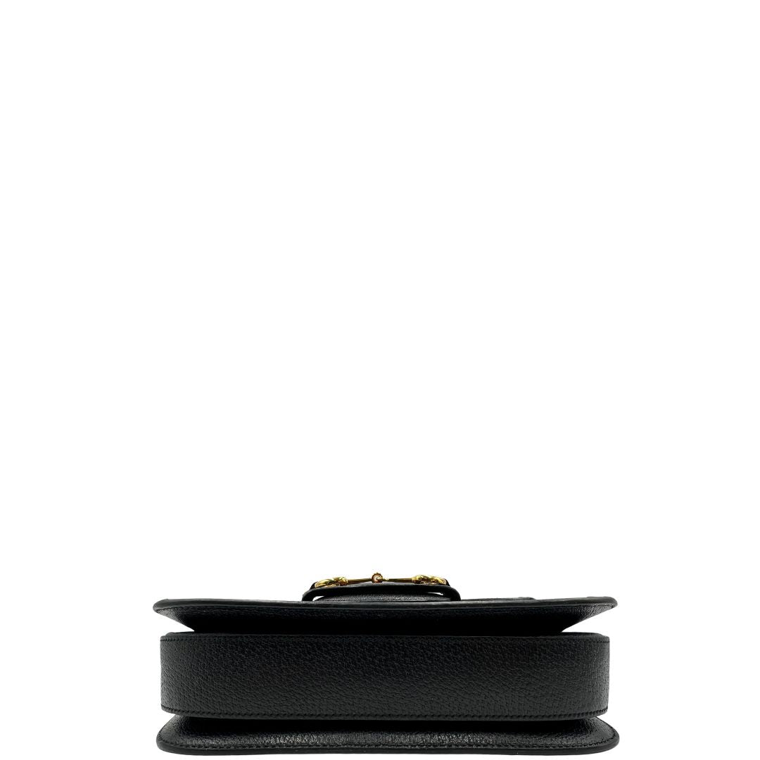  Borsa Gucci Horsebit in tessuto denim nero nella versione media, di lusso, originale, eccellenti condizioni, usata 