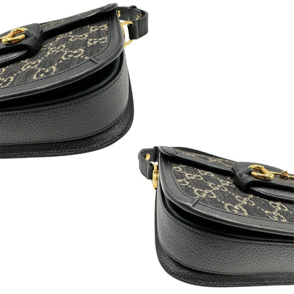  Borsa Gucci Horsebit in tessuto denim nero nella versione media, di lusso, originale, eccellenti condizioni, usata 