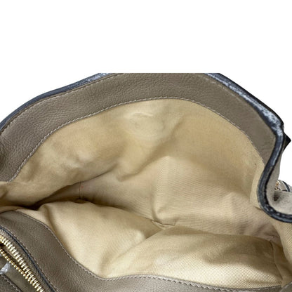 interno Borsa Chloè Faye in pelle color tortora e dettagli metallici dorati, di lusso, originale, ottime condizioni, usata 
