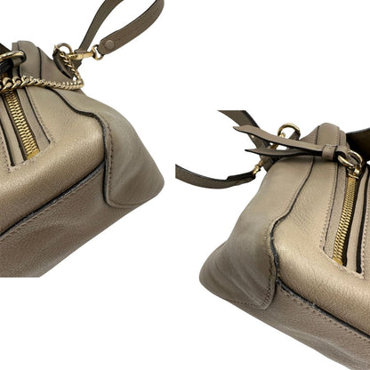 Borsa Chloè Faye in pelle color tortora e dettagli metallici dorati, di lusso, originale, ottime condizioni, usata 
