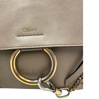 Borsa Chloè Faye in pelle color tortora e dettagli metallici dorati, di lusso, originale, ottime condizioni, usata  
