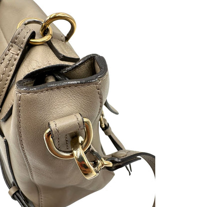 Borsa Chloè Faye in pelle color tortora e dettagli metallici dorati, di lusso, originale, ottime condizioni, usata 