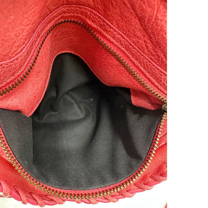 interno borsa Balenciaga Velo in pelle Arena color rosa fragola, di lusso, originale, ottime condizioni, usata. 