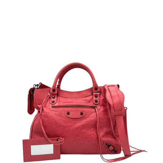 front borsa Balenciaga Velo in pelle Arena color rosa fragola, di lusso, originale, ottime condizioni, usata. 