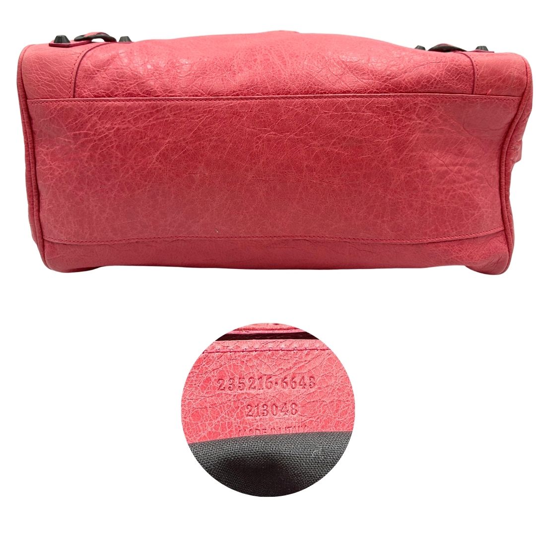 base borsa Balenciaga Velo in pelle Arena color rosa fragola, di lusso, originale, ottime condizioni, usata. 