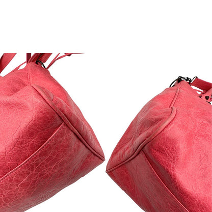 angoli borsa Balenciaga Velo in pelle Arena color rosa fragola, di lusso, originale, ottime condizioni, usata. 