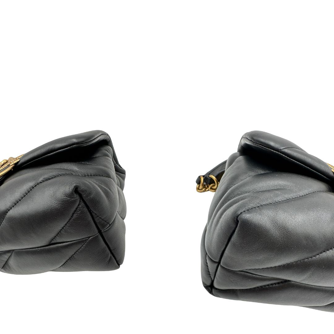 angoli Borsa Pinko in pelle nera e hardware dorato con impunture chevron, di lusso, originale, ottime condizioni. 