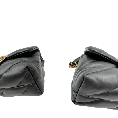 angoli Borsa Pinko in pelle nera e hardware dorato con impunture chevron, di lusso, originale, ottime condizioni. 