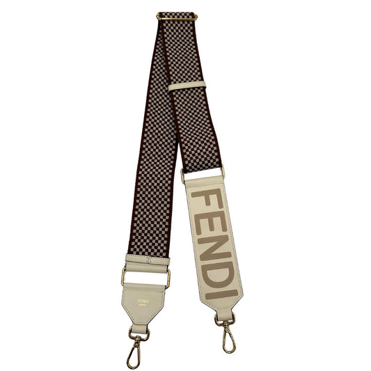 Accessorio tracolla Fendi realizzato in tessuto e pelle con maxi logo, di lusso, eccellenti condizioni, usata.
