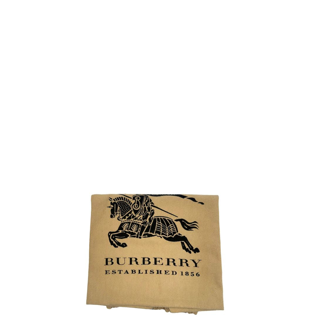 Bauletto Burberry in canvas tartan sui toni del beige e finiture in pelle verniciata nera, di lusso, originale.