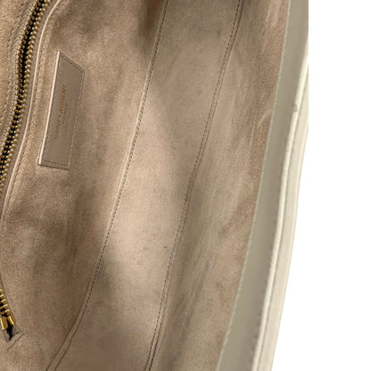 interno Borsa Saint Laurent LE 5 À 7 in pelle bianca, compatta e spaziosa, puoi portarla a mano o a spalla, di lusso, originale, ottime condizioni, usata.