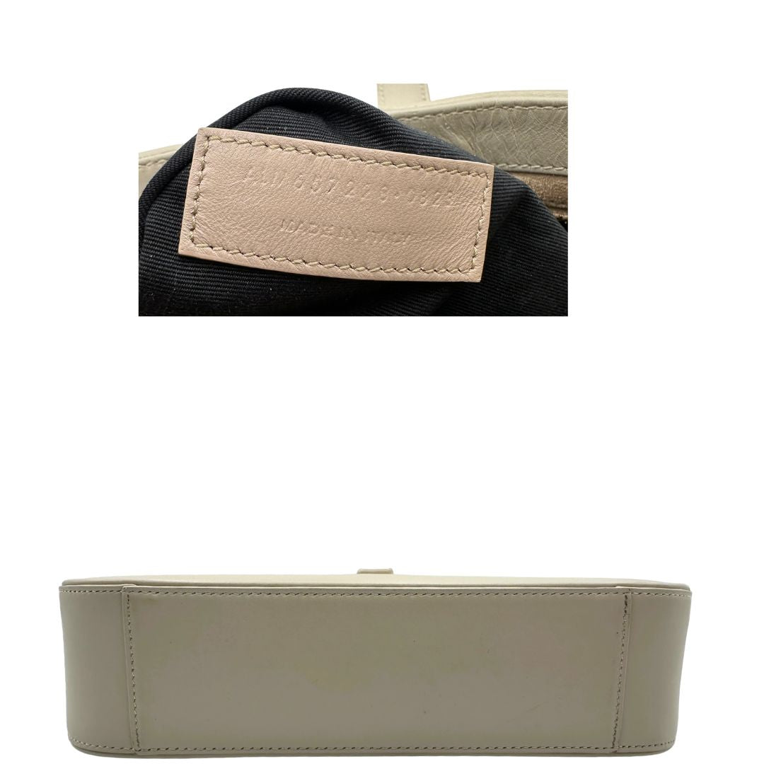 base Borsa Saint Laurent LE 5 À 7 in pelle bianca, compatta e spaziosa, puoi portarla a mano o a spalla, di lusso, originale, ottime condizioni, usata. 