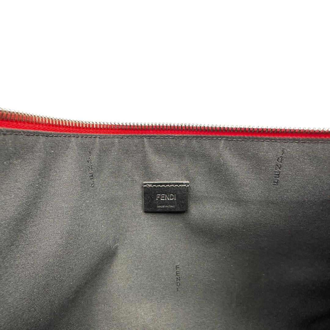  Pochette Fendi in pelle con stampa Monster, di lusso, originale.