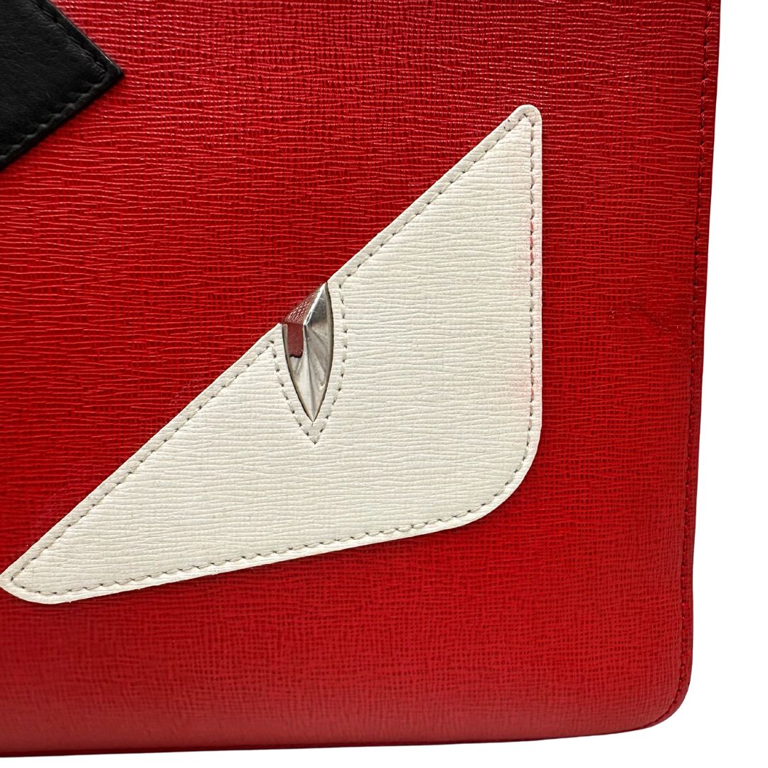  Pochette Fendi in pelle con stampa Monster, di lusso, originale.
